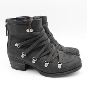 Merrell Shiloh II Womens Size 7 Black Leather Ankle Lace Zip Boots Shoes